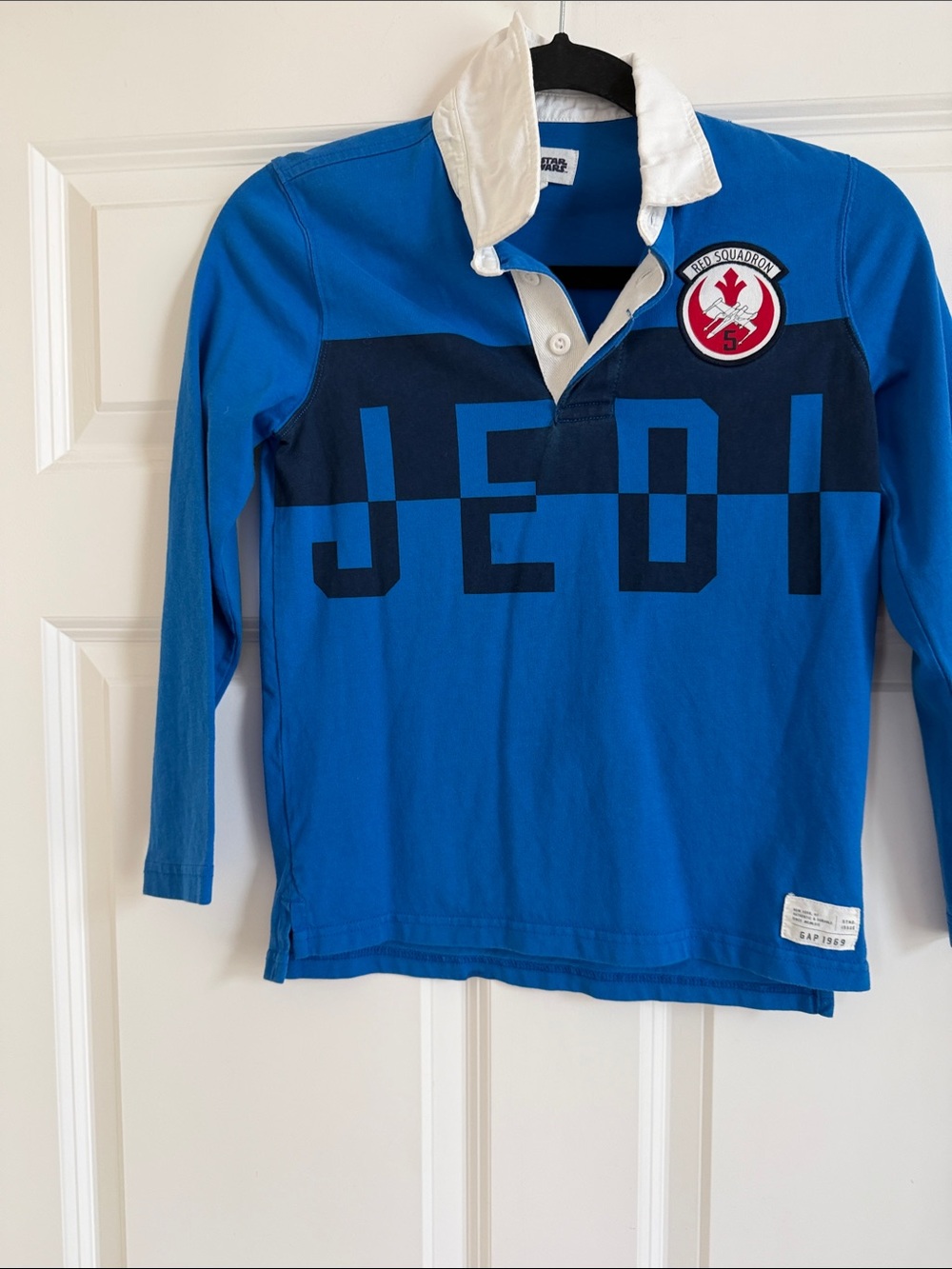 GAP Blue Long-Sleeve 'JEDI' Rugby Shirt with White Collar